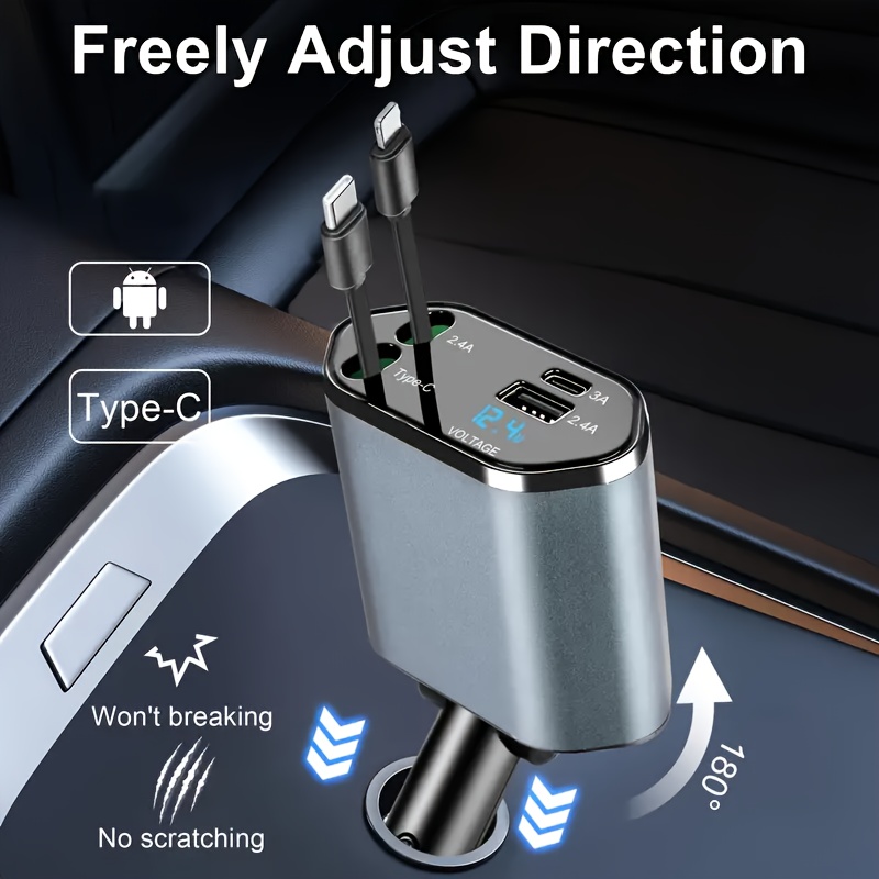 شاحن سيارة سريع 4 في 1، 180 در - مراجعة Usb C Hub وسعره